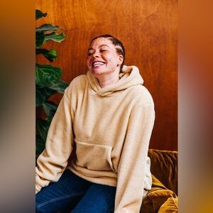 MADE MY LEMONADE ERNEST DOUDOU SWEATER BEIGE TEDDY HOODIE SIZE 44 (XL)